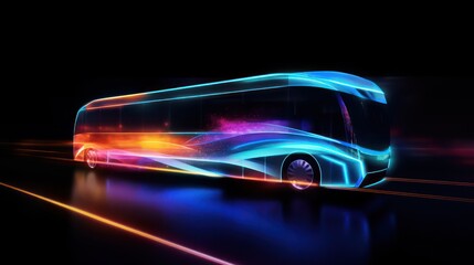 futuristic coach colorful and speedy light beams