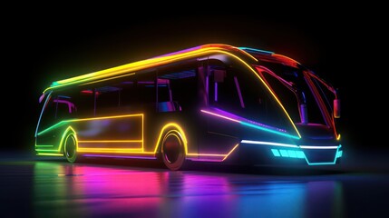 futuristic coach colorful and speedy light beams