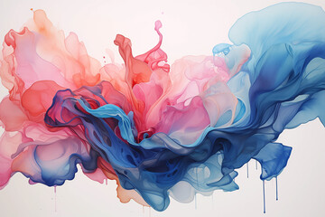 Abstract  watercolour background of pink and blue shades colliding 