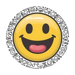 Fototapeta premium Happy smiling Emoji stress ball on white background