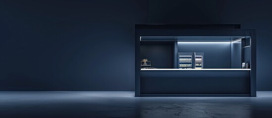 Obraz premium promotional trade show stand whit modern design and blue led lights