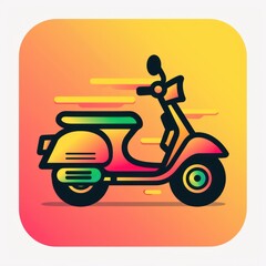 delivery express  motorcycle van logo design, colorful, white background