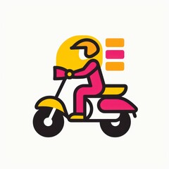 delivery express  motorcycle van logo design, colorful, white background