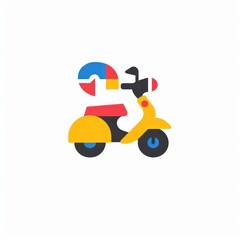 delivery express  motorcycle van logo design, colorful, white background