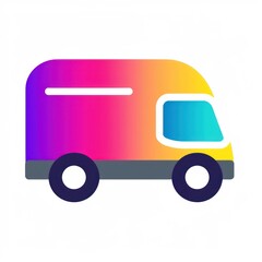 delivery express  motorcycle van logo design, colorful, white background