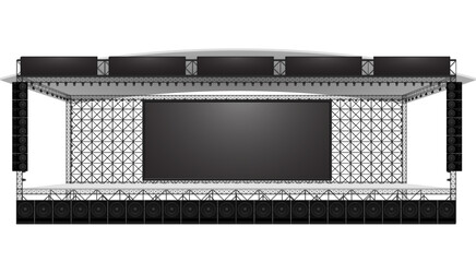 stage and speaker with led screen on the truss system on the white background	
