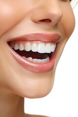 woman mouth with healthy teeth isolated on a white background