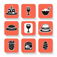 restaurant menu categories icon set 