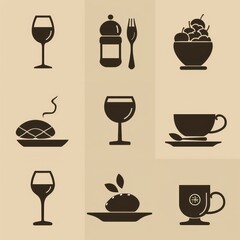 restaurant menu categories icon set 