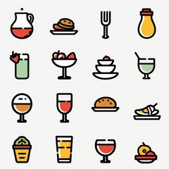 restaurant menu categories icon set 