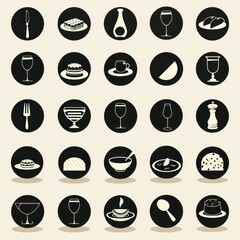 restaurant menu categories icon set 