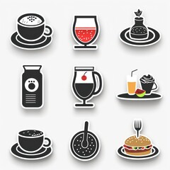 restaurant menu categories icon set 