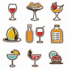 restaurant menu categories icon set 