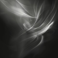 A black and white abstract photograph of swirling smoke, captured with a long exposure, resulting in a soft, grainy texture 