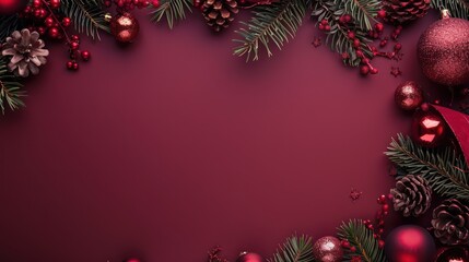 Fototapeta na wymiar christmas decorations on a red background