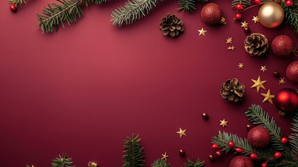 christmas decorations on a red background