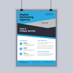Digital marketing agency corporate business flyer design vector template