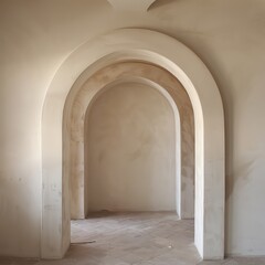 simple plaster arch in wall in a modern living room