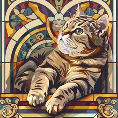 vector graphic Scottish Fold Cats love to watch the world outside
