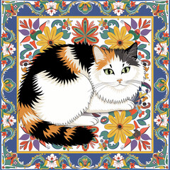 vector graphic Turkish Van Catnip can stimulate playfulness in cats - obrazy, fototapety, plakaty
