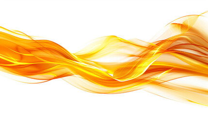 A bright amber wave, warm and glowing, flowing smoothly over a white background, presented in a detailed ultra high-definition photo.