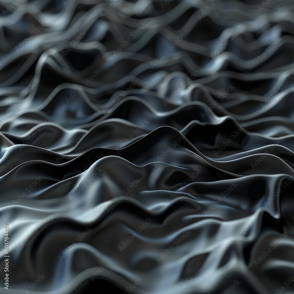 Poster a dynamic of a black 3d background with cascading waves, creating a sense of movement and energy