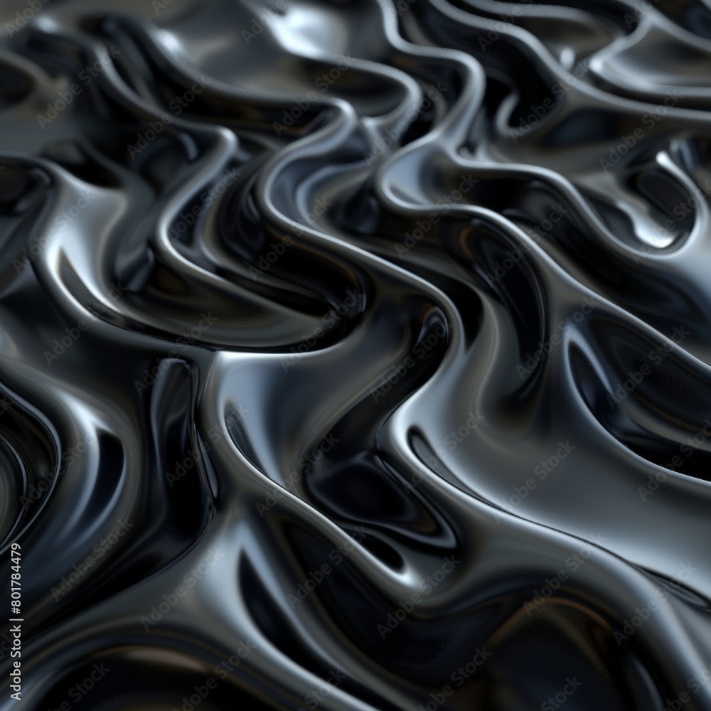 Poster a dynamic of a black 3d background with cascading waves, creating a sense of movement and energy