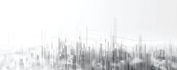 hi-tech city silhouette at white background 