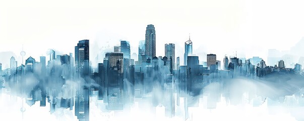 hi-tech city silhouette at white background 