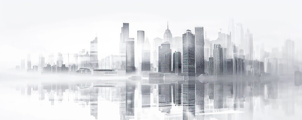 hi-tech city silhouette at white background 