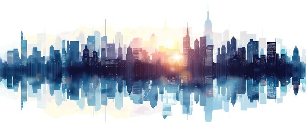 hi-tech city silhouette at white background 