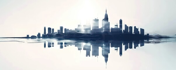 hi-tech city silhouette at white background 
