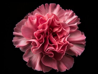 Close-up of a luxurious pink flower with delicate petals against a black background showcasing natural beauty and floral finesse.