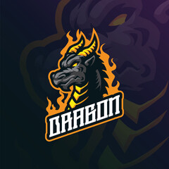 Dragon mascot logo design vector with modern illustration concept style for badge, emblem and t shirt printing. Dragon head illustration for sport team.