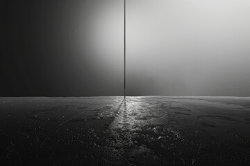 A single, vertical line in black ink, gradually thinning towards the top, representing the journey towards enlightenment  