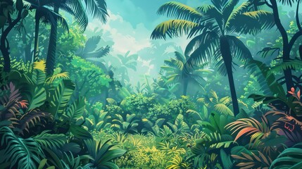 jungle theme in the background