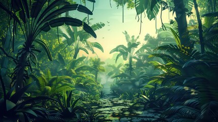 jungle theme in the background