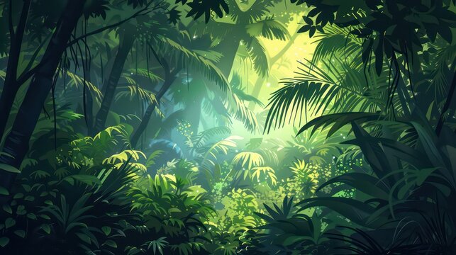 jungle theme in the background