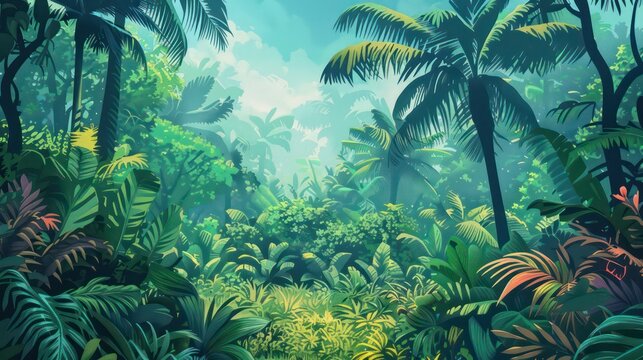 jungle theme in the background