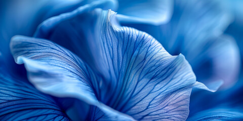 A close up of a blue flower with a wet look
