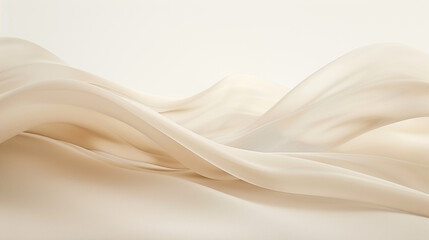 Obraz premium A soft beige wave, gentle and calming, moving smoothly over a white background, rendered in stunningly clear high-definition.