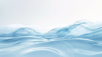 A soft sky blue wave, light and refreshing, moving gently over a white backdrop, rendered in stunning high-resolution.