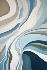 A contemporary art piece depicting the serene, rhythmic flow of a river, rendered with sleek, modern lines