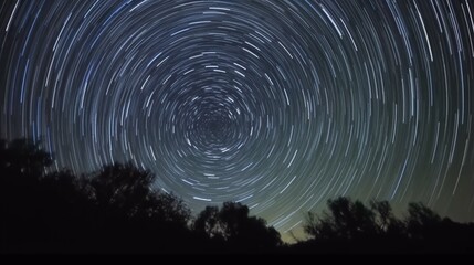 A timelapse of stars moving across the night sky, showing the grand rhythm of the cosmos in a calming, aweinspiring way