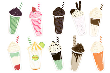 set of frappe menus, PNG, transparent background, illustration