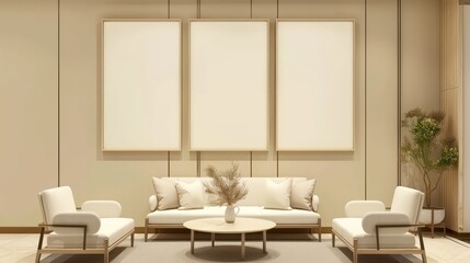 four portrait picture frame mockup in office space