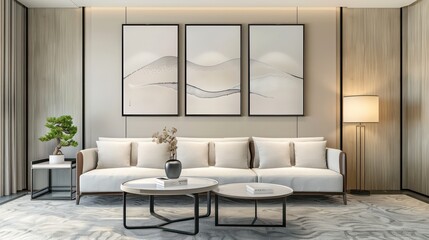 four portrait picture frame mockup in office space