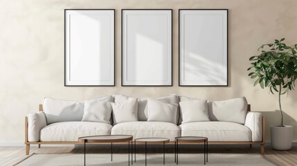 four portrait picture frame mockup in office space
