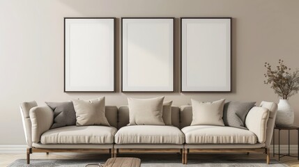 Fototapeta premium four portrait picture frame mockup in office space