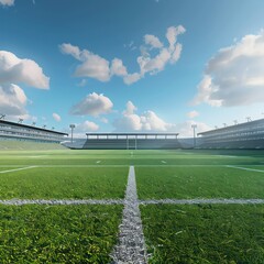 Obraz premium football pitch with white horizontal lines